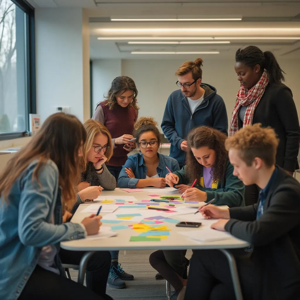 Estudiantes en un ambiente colaborativo en Dozermso
