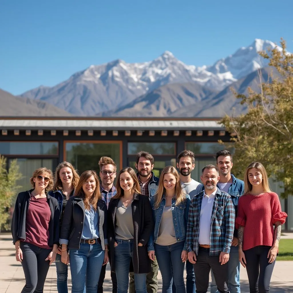 Equipo de Dozermso en la entrada de la academia